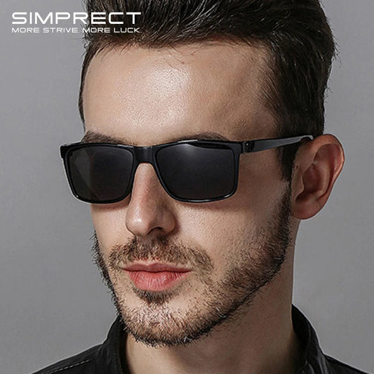 SIMPRECT Rectangle Polarized Sunglasses For Men 2023 Luxury Brand Designer UV400 High Quality Fashion Vintage Square Sun Glasses