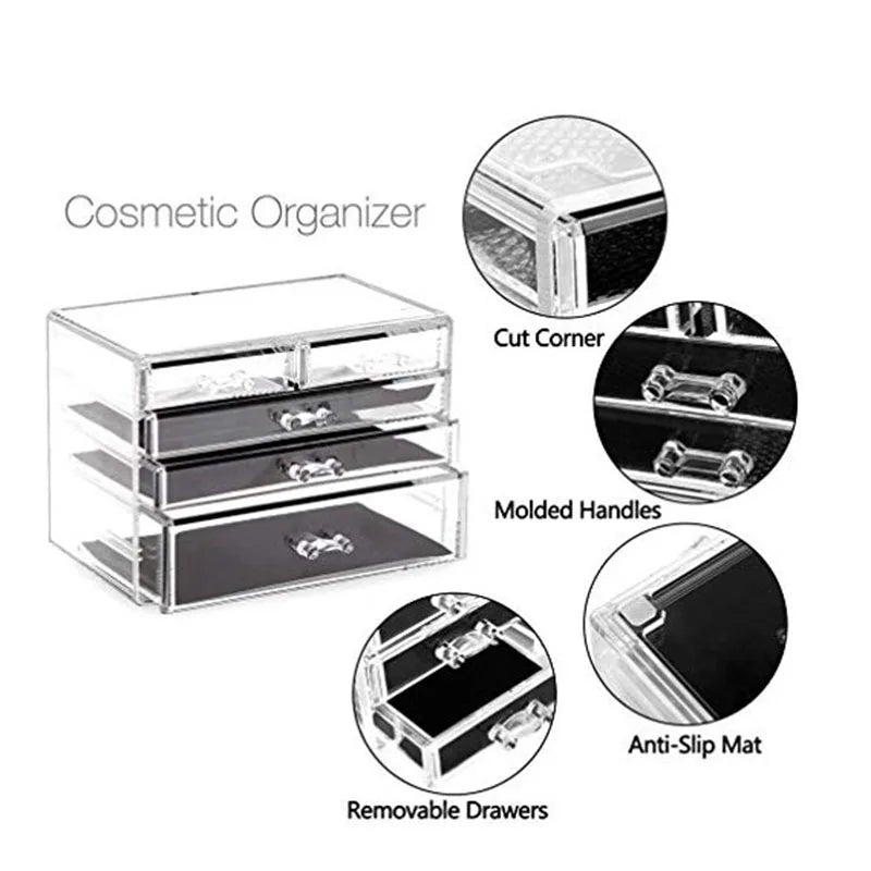 Drawer Makeup Organizer Cosmetics Storage Box Organizador Maquillaje Transparent Plastic Box Lipstick Jewelry Display Stand