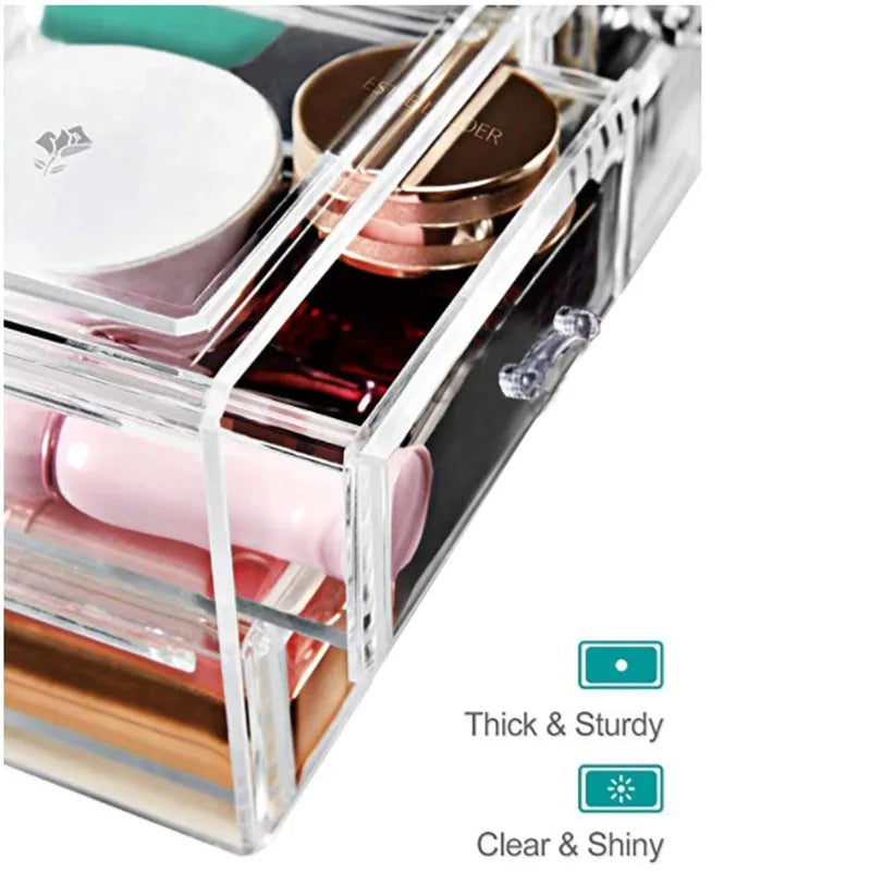 Drawer Makeup Organizer Cosmetics Storage Box Organizador Maquillaje Transparent Plastic Box Lipstick Jewelry Display Stand