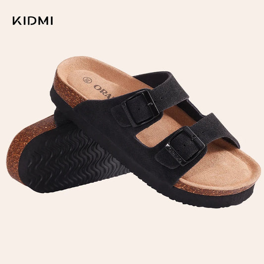 Kidmi Fashion Cork Clogs Sandals Women's Platform Sandals Cozy Footbed Suede Sandals With Arch Support 2024 Classic Women's Mule