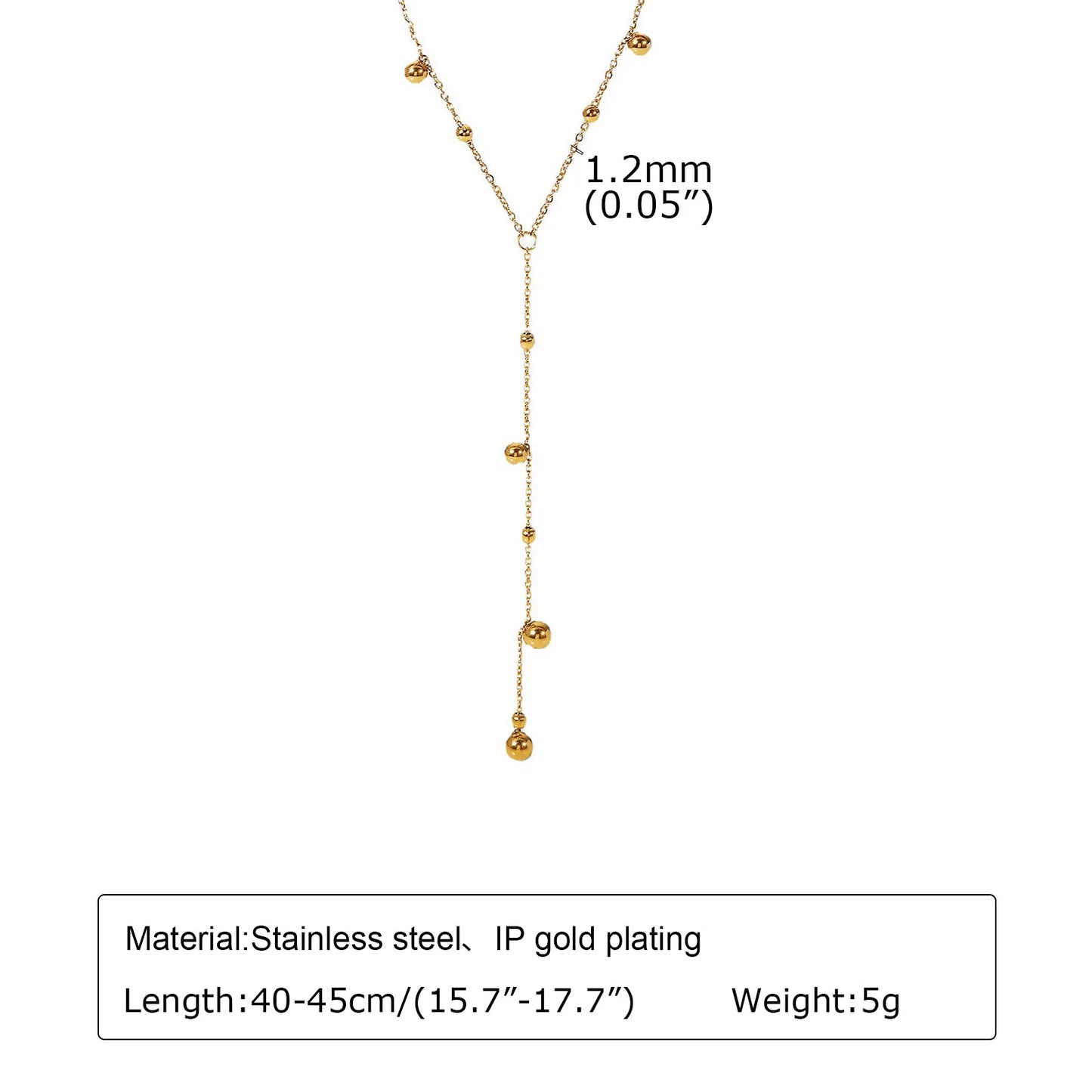 Women's Dainty Y Chokers Necklaces, Gold Plated Balls Beads Stainless Steel Charm Necklace, Rosary Necklaces Minimalist Collar