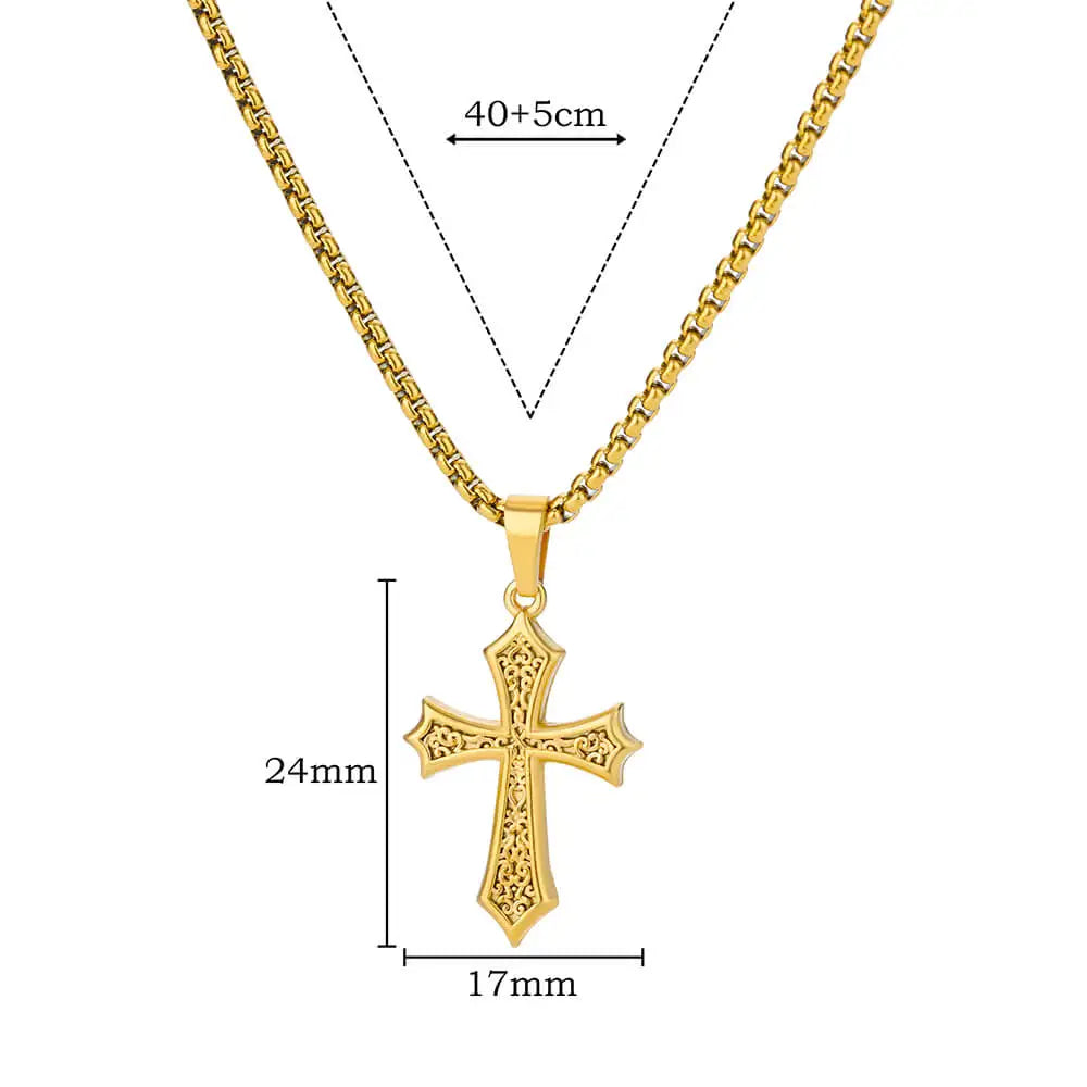 Gold Color Pendant Necklace for Women 316L Stainless Steel Jewelry Aesthetic Accessorie Wave Cross Goddess Necklace