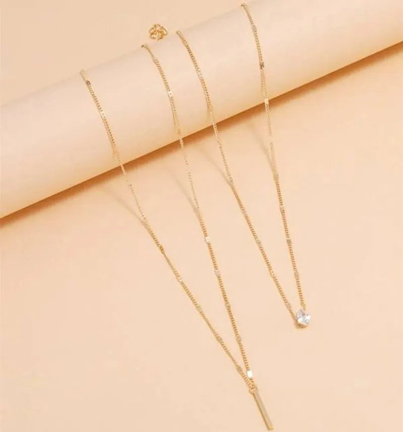 Stainless steel multilayer AAA Zircon Charm double drop necklace fashion chain Exquisite glamour necklace for women's jewelry pa