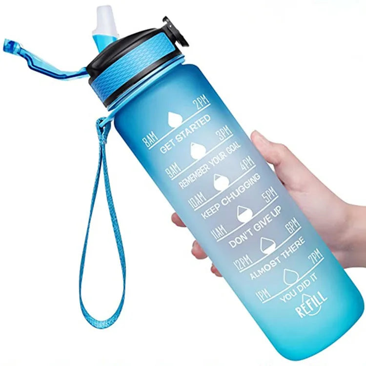 1000ml Water Bottle Motivational Sport Water Bottle Leakproof Bottles Drinking Outdoor Travel PC Bottle Gym Fitness Jugs