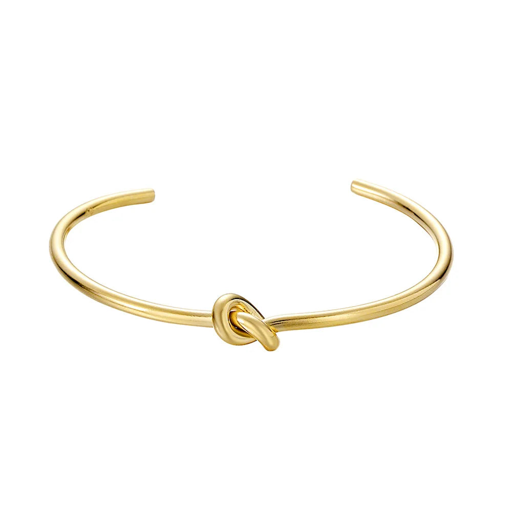 OIMG 316L Stainless Steel Gold Plated Temperament Round Knot Adjustable Open Bangle & Bracelet For Women Jewelry Waterproof