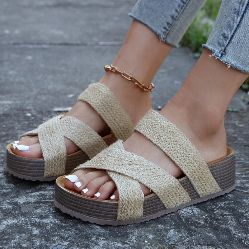 Fashion Flatform Cork Sandals Women Summer 2024 Non Slip Platform Clogs Slippers Female Thick Bottom Outdoor Slides Shoes Woman