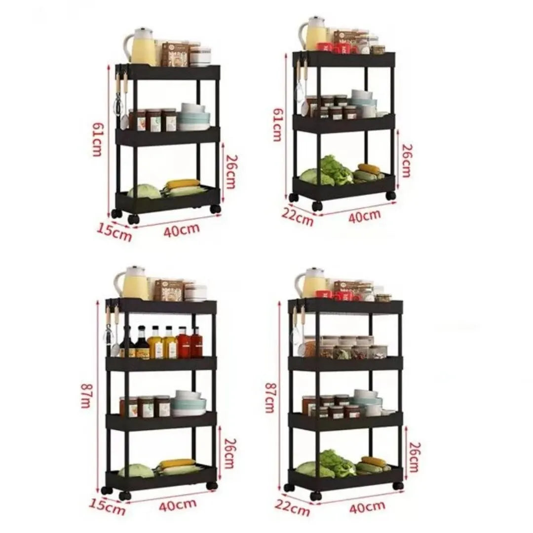 1pc 3/4 Tier Rolling Storage Cart High Capacity Storage Shelf Movable Gap Storage Rack Kitchen Bathroom And Livingroom Organizer