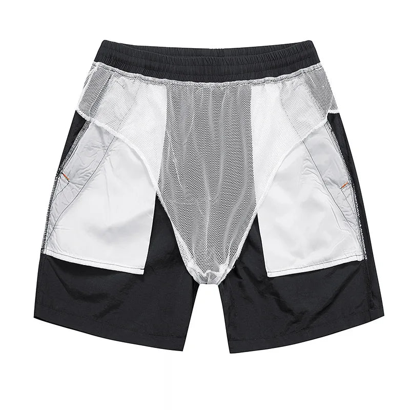 Double Layer Swim Trunks Short Quick Dry Beach Shorts Swimming Trunks with Zipper Pockets