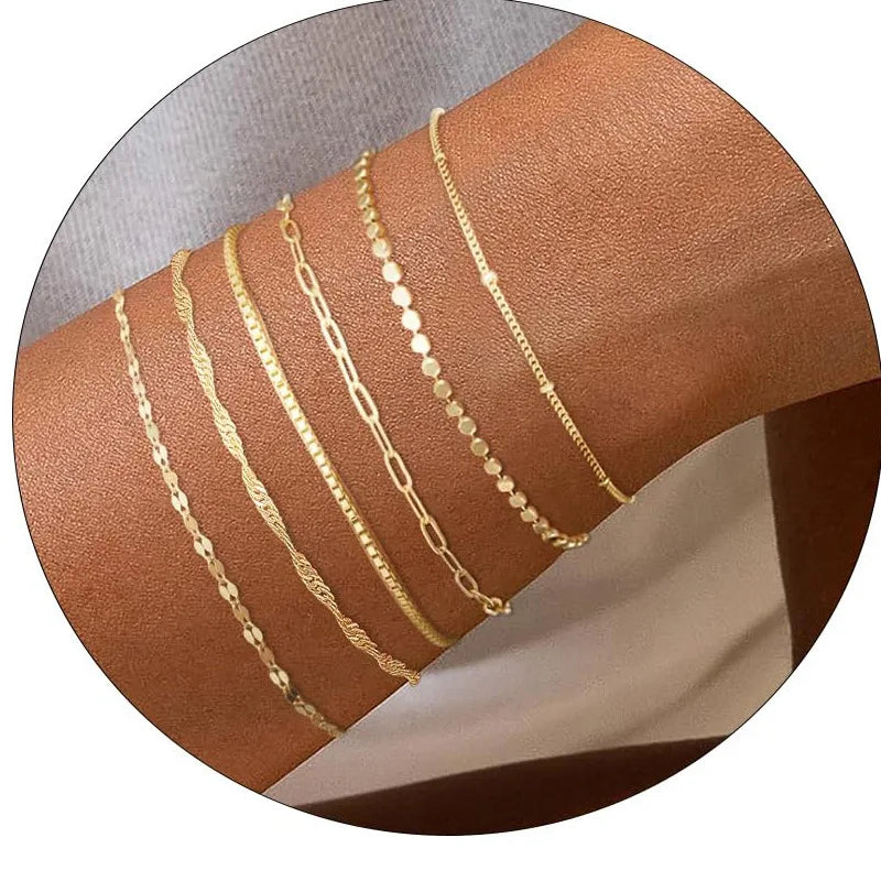 14K Gold Plated Stainless Steel WATERPROOF Layering Bracelet for Women Teen Girls, Dainty Summer Beach Boho Beaded Bracelet Set