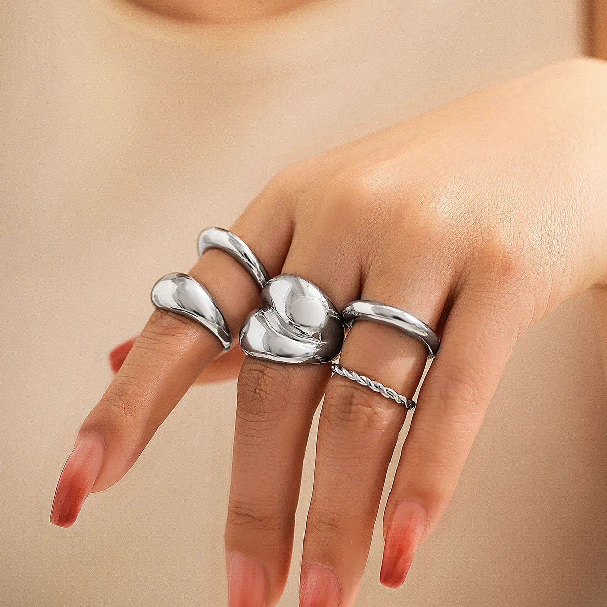 3Pcs/set Punk Irregular Open Rings for Women Men Gold Color Liquid Metal Finger Ring Trendy Jewelry Girls Party Gifts Hip Hop