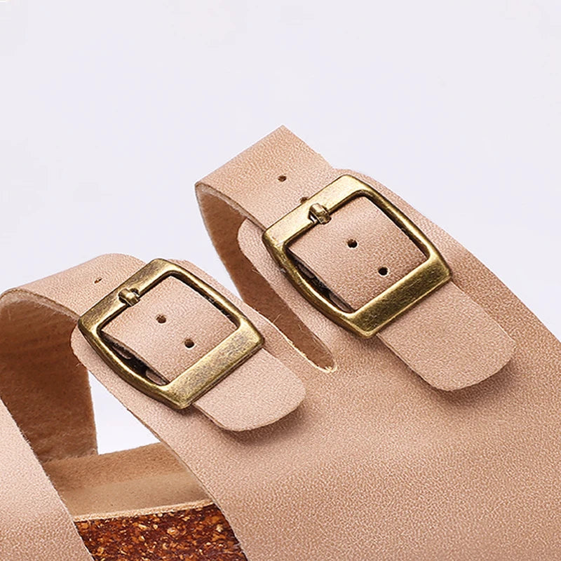 Shevalues Classic Flat Sandals Women Summer Cork Footbed Slippers Fashion Beach Sandals Open Toe House Slides Evening Sandals