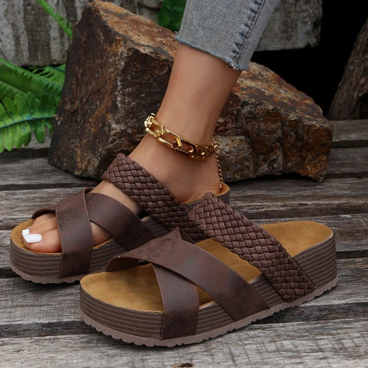 Fashion Flatform Cork Sandals Women Summer 2024 Non Slip Platform Clogs Slippers Female Thick Bottom Outdoor Slides Shoes Woman