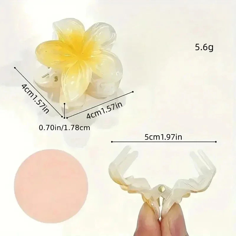 Sweet Gradient Flower Acrylic Hair Claws Clip for Women Girls Hairpins Summer Beach Hawaiian Headwear Hair Accessories