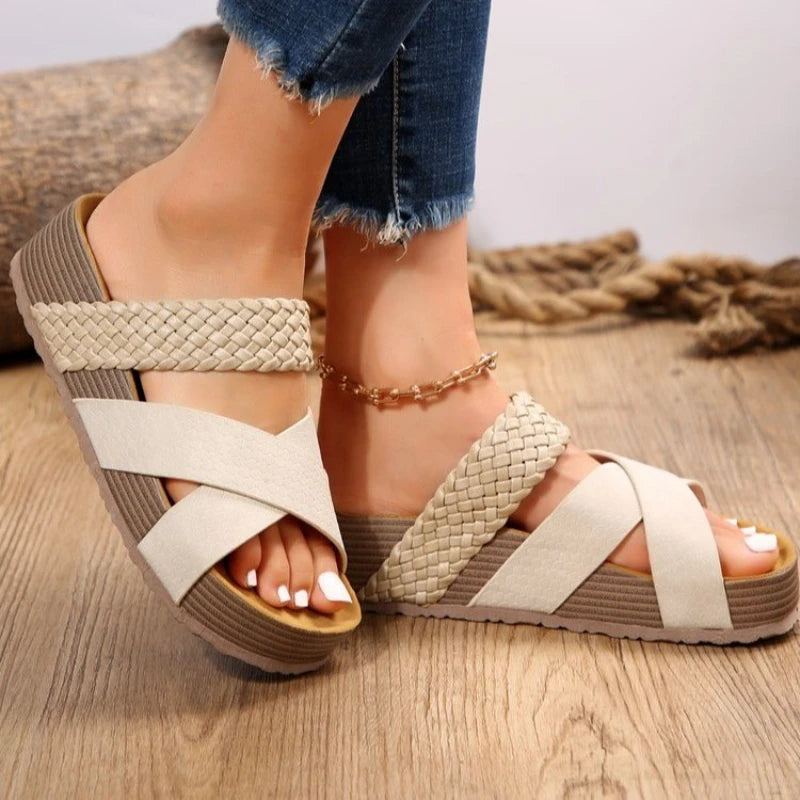 Fashion Flatform Cork Sandals Women Summer 2024 Non Slip Platform Clogs Slippers Female Thick Bottom Outdoor Slides Shoes Woman