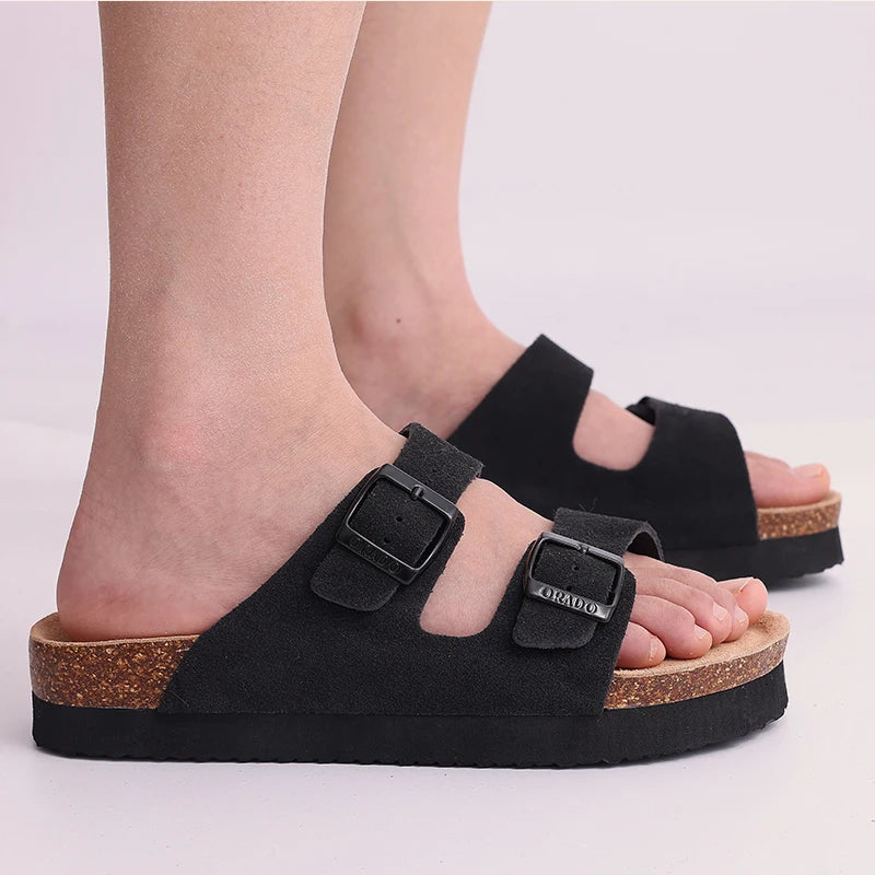 Kidmi Fashion Cork Clogs Sandals Women's Platform Sandals Cozy Footbed Suede Sandals With Arch Support 2024 Classic Women's Mule